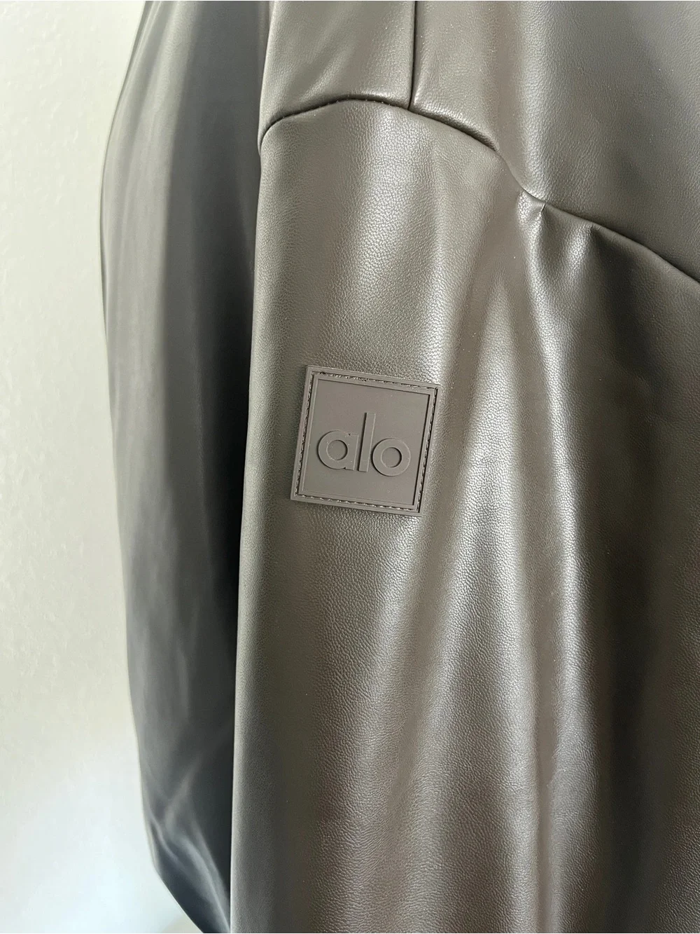 Alo Faux Leather Premier Bomber in Espresso